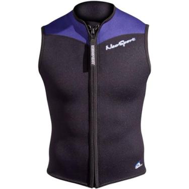 Imagem de (Medium, Blue Trim) - NeoSport Wetsuits Men's Premium Neoprene 2.5mm Zipper Vest