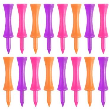 Imagem de Amy Sport Golf Castle Tees Plástico Altura Consistente 2 1/10.2 cm Valor Pacote com 30, Camiseta Inquebrável Step Down Reutilizável para Prática Par 3 Furos em Laranja Rosa Roxo (Colorido)