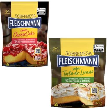 Imagem de Mistura para Bolo Sabor Cheesecake e Torta de Limão, 2 unidades, Não Precisa de Batedeira, 390g Cada - Fleischmannn Sobremesa, Ceia de Natal