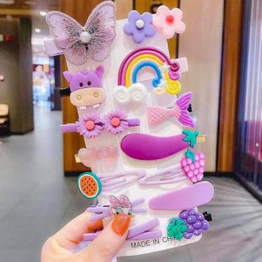 Imagem de 14 peças de grampos de cabelo de flores fofas, acessórios de cabelo modernos para meninas, acessórios de cabelo temáticos de doces com flores, pinos de pressão antiderrapantes para meninas