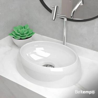 Imagem de Cuba Pia De Apoio Sobrepor Oval 39X29 Branca Banheiro Lavabo