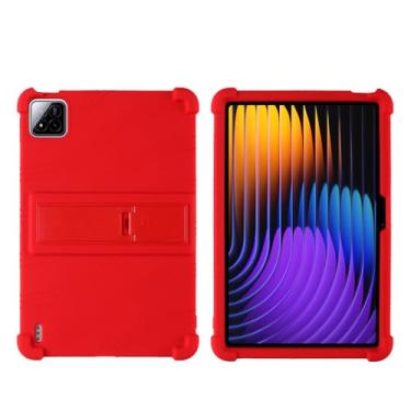 Imagem de QYiiD Capa para Xiaomi Pad 7 Pro/Pad 7 11,2 polegadas 2024, capa protetora dobrável de silicone leve para crianças para Xiaomi Mi Pad 7/Mi Pad 7 Pro de 11,2 polegadas, vermelha