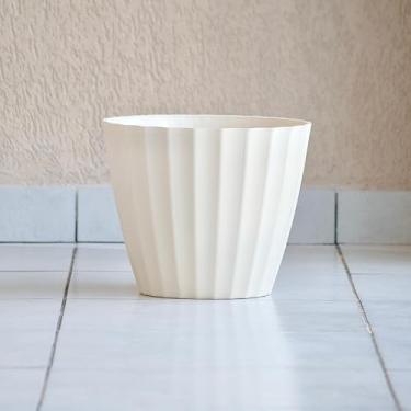 Imagem de Vaso Para Plantas Flores Grande Bojo Cacau Injetado 30x35 Liso Polido Luxo Estiloso (Bege)
