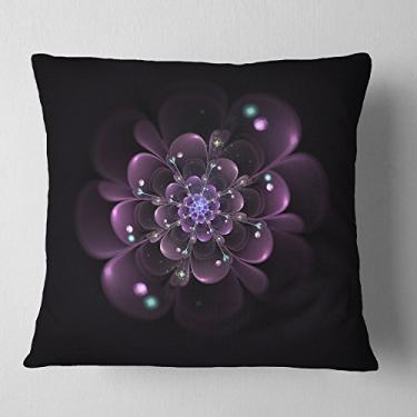 Imagem de Flor fractal roxa clara brilhante da Designart na sala de estar, sofá, almofada de alta qualidade + capa de almofada impressa em ambos os lados 45,72 cm x 45,72 cm
