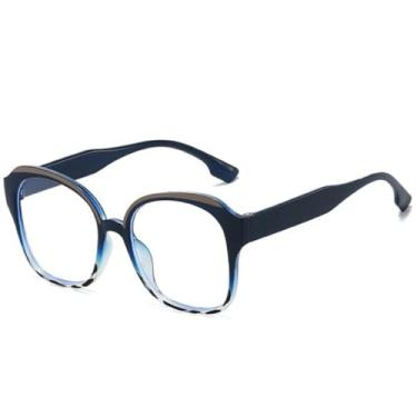 Imagem de Óculos quadrados clássicos de luxo, femininos e masculinos, armação grande (leopardo azul)