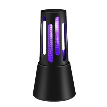 Imagem de Armadilha Luminosa UV para Insetos, Luz LED Roxa, Design Moderno em Preto, Mosquitos e Moscas, Elétrica