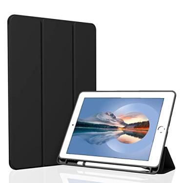 Imagem de Divufus Capa para iPad 10.2 2021/2020/2019, capa inteligente leve com três dobras, suporte para lápis de TPU macio hibernar/despertar para iPad de 10,2 polegadas 9ª/8ª/7ª geração - preta 2