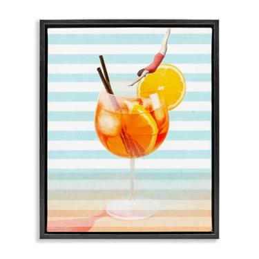 Imagem de Stupell Industries Spritz Cocktail Dive Gray Framed Floater Canvas Wall Art, design by Lil' Rue, 30 x 25