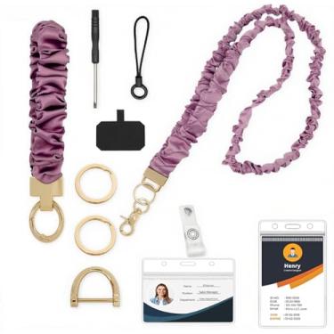 Imagem de ZJSTRO Cordão de professor, cordão de aperto para chaves de crachás de identificação, cordão retrátil elástico para professores com suporte de identificação para mulheres, enfermeiras