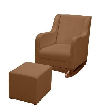 Imagem de Poltrona Amamentação E Balanço áquila Plus - Boucle Ocre C/ Puff - Anjo De Casa