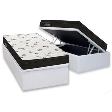 Imagem de Cama Box Baú Solteiro: Colchão Ortobom Ortopillow + Base Crc Courano White(88x188)