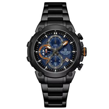 Imagem de Relógio Masculino Quartzo Com Cronógrafo Esportivo Impermeavel Em Aço Inoxidável Preto Marinho