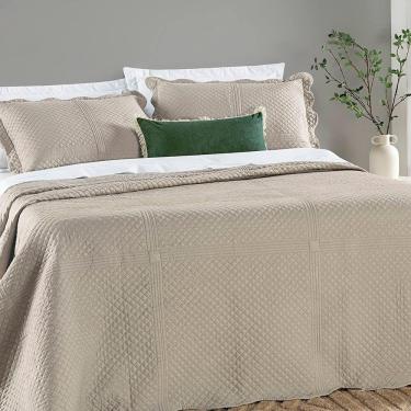 Imagem de Colcha Queen Chess Dupla Face Micropercal 200 Fios 3 Peças - Café Latte