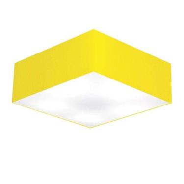 Imagem de Plafon Quadrado Vivare Md-3002 Cúpula Em Tecido 15/50x50cm - Bivolt Amarelo-único 127/220v