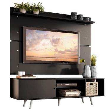 Imagem de Rack e Painel para TV até 65" Dubai Preto e Branco Madesa