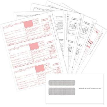 Imagem de 1099 NEC Tax Forms 2025 com envelopes, kit de formulário fiscal NEC 1099 – Ótimo para contabilidade, envelope autovedante 50, pacote com 50 (1099 NEC 50 com envelopes)