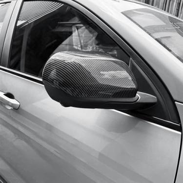 Imagem de Capa de espelho acessórios externos automotivos capas laterais de tampa de espelho retrovisor brilhante, compatível com acessórios Chevy Equinox 2025-2026 (padrão de fibra de carbono)