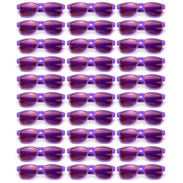 Imagem de Fsmiling Óculos de sol neon a granel para festa adulto anos 80, óculos de sol para homens, mulheres, lembrancinhas de festa, pacote com 15, proteção UV, Moldura de gelatina | Ametista, XG