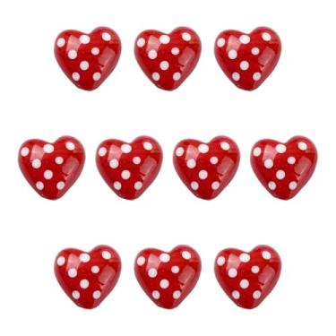 Imagem de Stiesy Miçangas de coração de tinta de panificação, bolinhas vermelhas em forma de amor com orifício de 2 mm para pulseira de dia dos namorados, colar de brincos, artesanato DIY