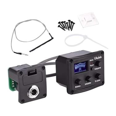 Imagem de Almencla Captador piezoelétrico para ukulele com display LCD, fácil montagem, acessórios para instrumentos musicais, de pré-amplificador e afinador
