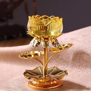 Imagem de Castiçal Lotus Diwali Diyas para Pooja Meditação Tealight Castiçal Decoração Lâmpada Suporte de pavio Castiçal