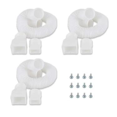 Imagem de Pacote com 3 extensões de calha de chuva brancas flexíveis, conector extensor de calha de drenagem 51 a 174 cm, extensão de drenagem de bico espesso para drenagem de água da chuva