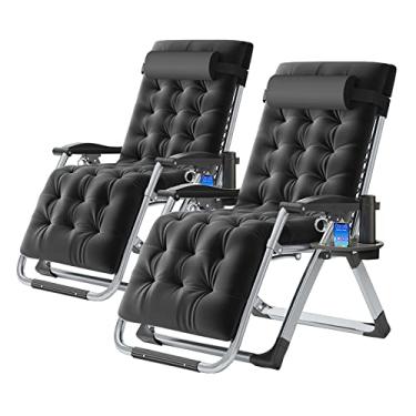 Imagem de LILYPELLE Cadeira de gravidade zero, espreguiçadeira dobrável de gramado premium com almofada destacável, encosto de cabeça e suporte de copo, poltrona reclinável para pátio