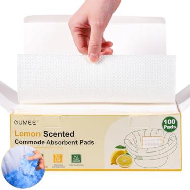 Imagem de 100 unidades de almofadas absorventes com aroma de limão para balde de cabeceira, almofadas de forro de cômoda com gel absorvente, almofadas de forro de vaso sanitário para adultos idosos almofadas de