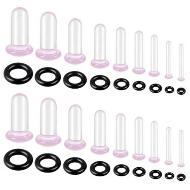 Imagem de WINSENET Kit de alongamento de orelha de vidro, 18 peças, plugues de 1,6 a 7 mm para medidores de orelhas com anéis de vedação único alargador de vidro, kit de alongamento expansor de orelha, piercing