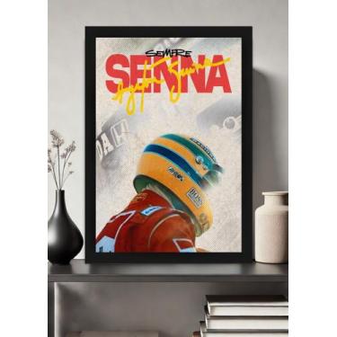 Imagem de Quadro Ayrton Senna Ícone com Vidro e Moldura Preta Tam:A4 - Spark Loj