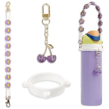 Imagem de BydGxy Conjunto de acessórios de alça e pingente de cereja compatível com garrafa de água Owala 680.4 g, 947.2 g, 1,134 g, FreeSip, Kids & Pink Tumblers, para Owala Accessories Set & Stanley Cup