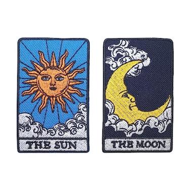 Imagem de CLOVER INTER Emblema bordado Sun and Moon Patch Iron on Patch para jeans, roupas, bolsas, jaquetas, bonés