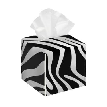 Imagem de Porta-lenços de couro quadrado à prova d'água com estampa de zebra, organizador de papel facial retrô com cinto inferior, estojo de lenços para mesa, banheiro, escritório, mesa, carro, decorativo