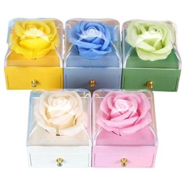 Imagem de Presente Feminino, Caixa de Presente Luxuosa com Rosas Eternas, Cor de Macaron, Adequada para Colares, AnéIs, Caixa de Armazenamento de Joi, 7 * 7 * 7 Cm(Aleatório,2Pcs)
