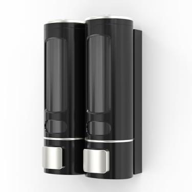 Imagem de Solopen Dispensador de xampu e condicionador 2 câmaras 800 ml Dispensador de sabão de banho sem broca montado na parede fácil instalação para banheiro hotel grande capacidade preto