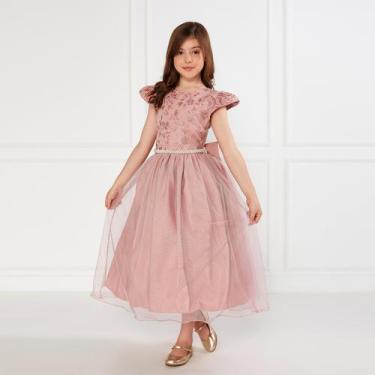Imagem de Vestido Infantil Rosê Chic Glitter Festa Aniversário Rodado - JL Kids,