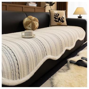 Imagem de SPXMQSS Capa de sofá para sofá seccional, universal, antiderrapante, capa de sofá de chenille macia A 110 x 110 cm