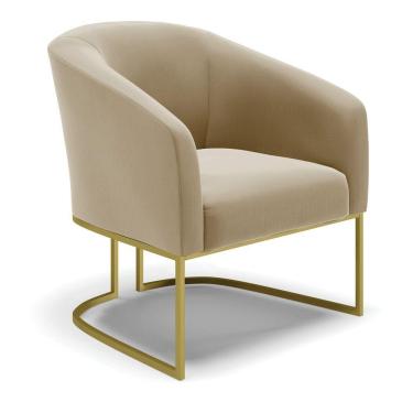 Imagem de Poltrona Stella Suede Marrom Rato Base Industrial Dourada