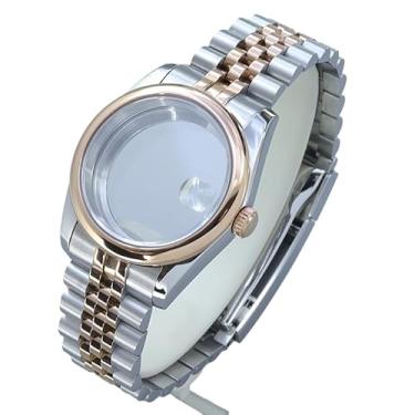 Imagem de FEIYASHI Caixa de relógio luxuosa em ouro rosa de 36/39 mm com vidro de safira para movimento NH35 NH34 NH36 Miyota8215 8205, Tampa inferior de vidro 1, 39mm+For NH35/34/36/38 Movement, Caixa de