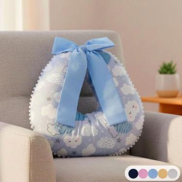 Imagem de Almofada Amamentação Pompom Com Laço Bebê Menina Menino - Maria's Baby
