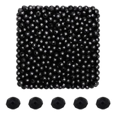 Imagem de Mandala Crafts Contas de cristal briolette preto de 3 mm – 1500 contas de vidro facetadas para fabricação de joias, suprimentos de contas, artesanato DIY, pulseiras, colares, brincos e contas