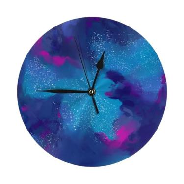 Imagem de ZERAOKE Sky - Relógio de parede redondo moderno - silencioso sem tique-taque operado por bateria, decoração de mesa ou parede para sala de estar, quarto, escritório.