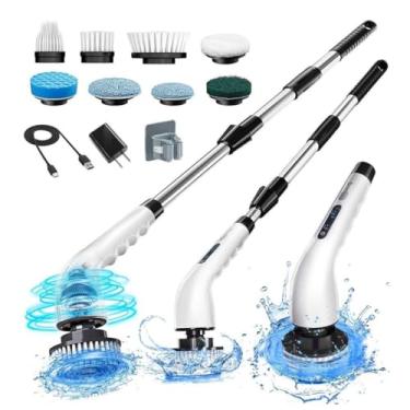 Imagem de Esfregão Elétrico Giratório 360º 9 em 1 Com Cabo Ajustável e 9 Cabeças Intercambiáveis Sem Fio Recarregável Para Limpeza Pesada Multi Funcional Limpeza de Banheiros, Cozinha, Pisos e Azulejos, Prática