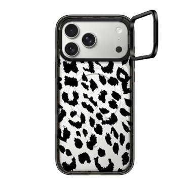 Imagem de CASETiFY Capa com suporte de anel de impacto para iPhone 17 Pro Max [Suporte/compatível com Magsafe/2 m. Proteção contra quedas de grau militar 3X] - Lacie Leopard - Preto transparente