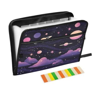 Imagem de Wassud Design de ilustração de astronomia (3) 13 bolsos organizador de arquivos sanfonado pastas de arquivos expansíveis com abas e adesivos, organizador de pastas de documentos de recibo de papel