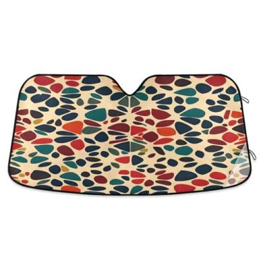 Imagem de WELLDAY Para-brisa de carro para-sol vintage seixos caminhões blocos automóveis viseira solar mantém seu veículo fresco UV e refletor de calor 55 x 68 cm