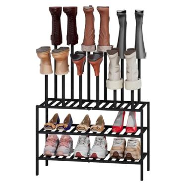 Imagem de kiplant Organizador alto para botas – Sapateira de madeira de bambu para entrada e armário, comporta 6 pares de botas altas