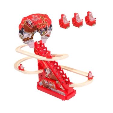 Imagem de Dynwave Papai Noel Elétrico de Brinquedo para Subir Escadas, Escada de Natal com Luz e Música - Presente Ideal para Crianças, com 6 Figuras Do Papai Noel