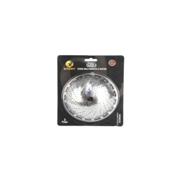 Imagem de Cesta de Cozimento a Vapor Premium, Aço Inoxidável, Dobrável, 22cm Diâmetro x 8cm Altura, 132g, Cor Inox