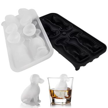 Imagem de Bandejas de cubos de gelo para cães, presentes de labrador, moldes de congelador de silicone 3D para coquetéis de uísque, bebidas, presentes fofos para amantes de cães pretos, mulheres e homens, 4
